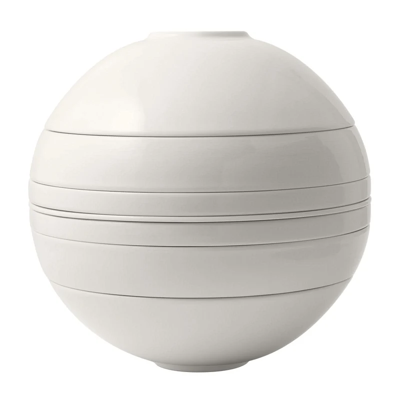Villeroy & Boch Geschirrset La Boule Weiß 7-teilig / 2 Personen - 2 Schalen, 2 Teller, 2 Universalplatten und 1 Servierschale