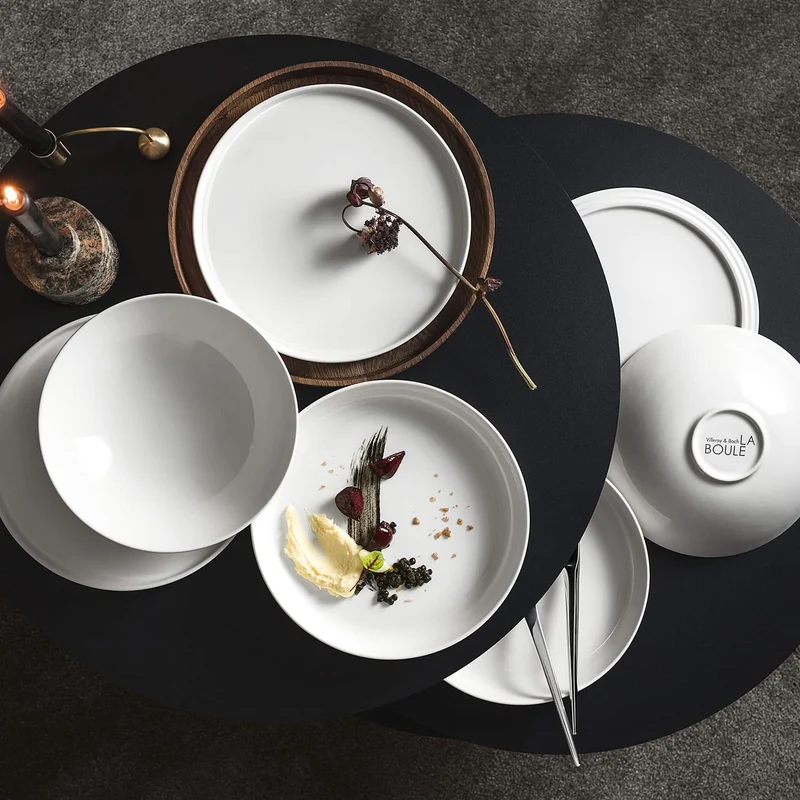 Villeroy & Boch Geschirrset La Boule Weiß 7-teilig / 2 Personen - 2 Schalen, 2 Teller, 2 Universalplatten und 1 Servierschale