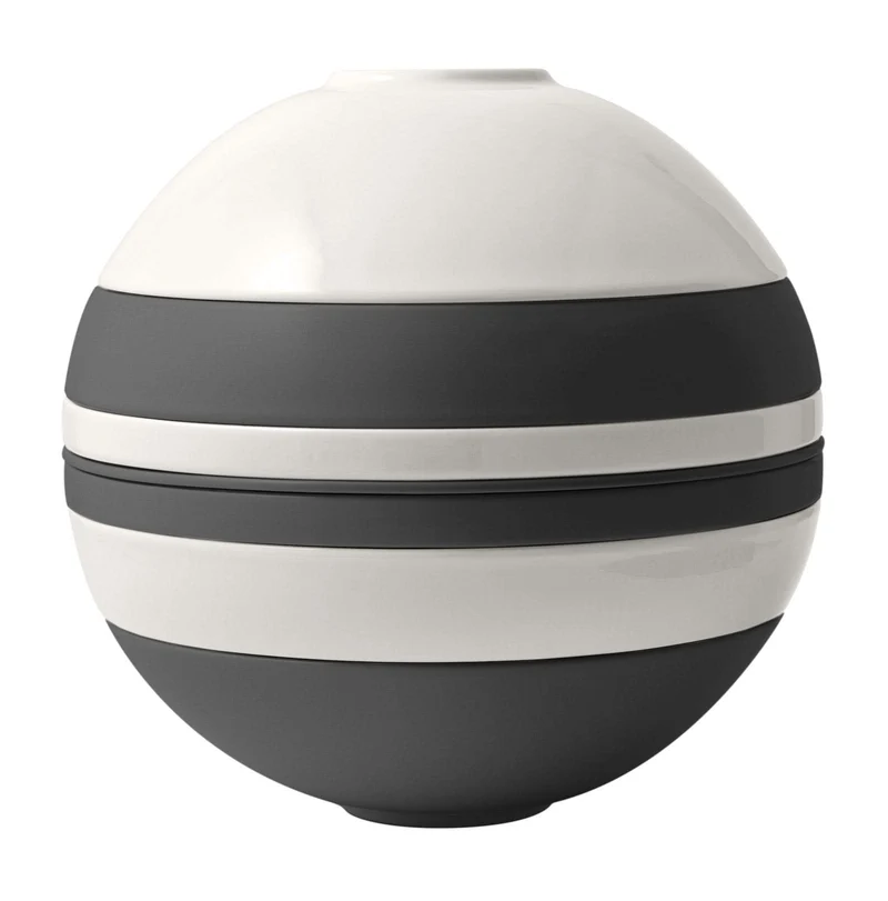 Villeroy & Boch Geschirrset La Boule Schwarz / Weiß 7-teilig / 2 Personen - 2 Schalen, 2 Teller, 2 Universalplatten und 1 Servierschale