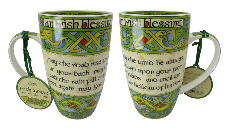 Irish Weave Bone China Mug Collection With Irish Blessing Print