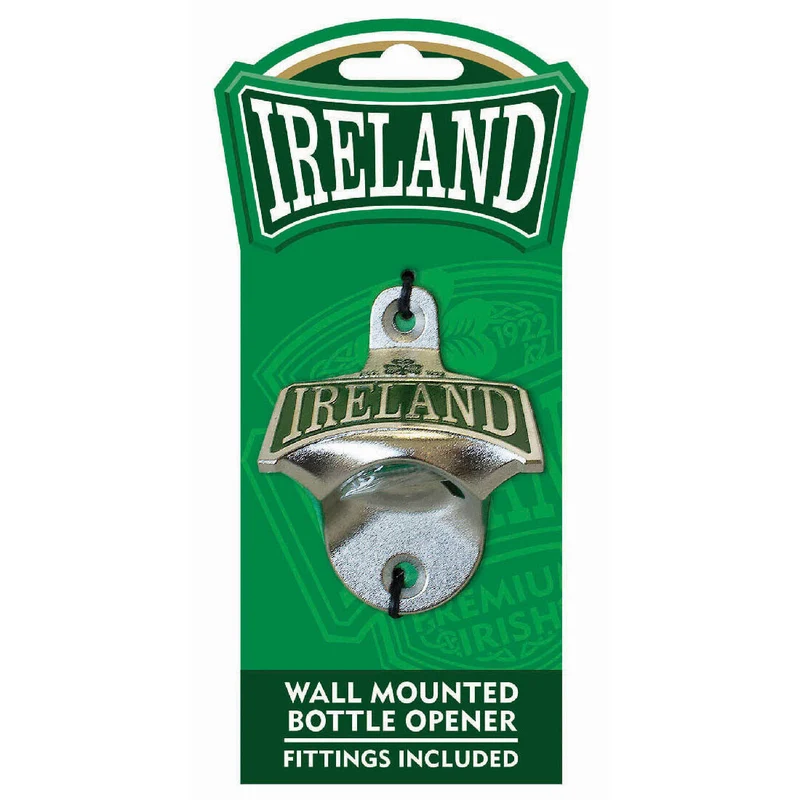 Ireland College Wall Mounted Bottle Opener With Green Shamrock Design