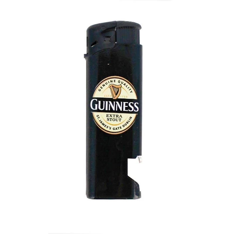 Guinness Electronic Single Lighter & Bottler Opener With Lapel Design Black
