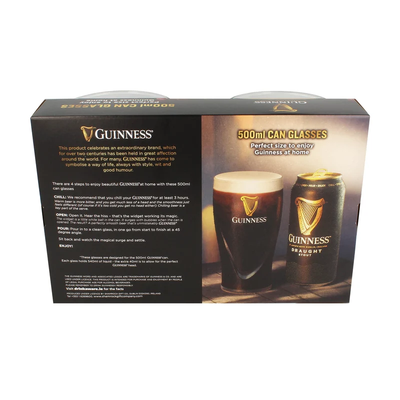 Guinness 500ml Can 2 Pack Pint Glass