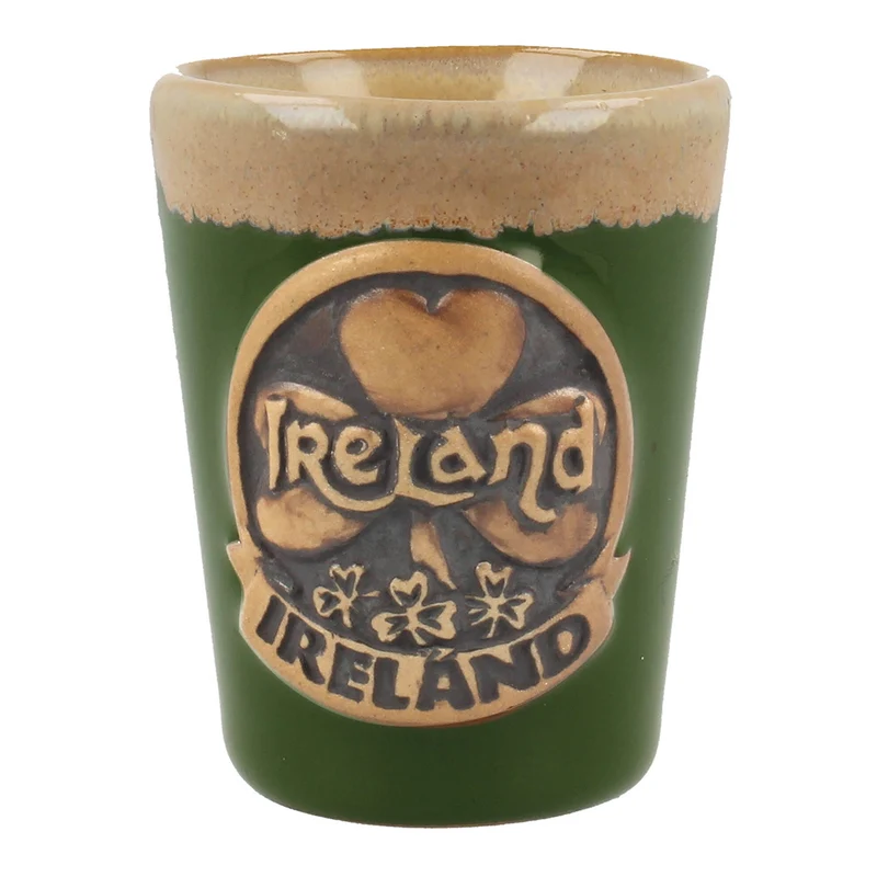 Pottery Shot Measure With Shamrock Design