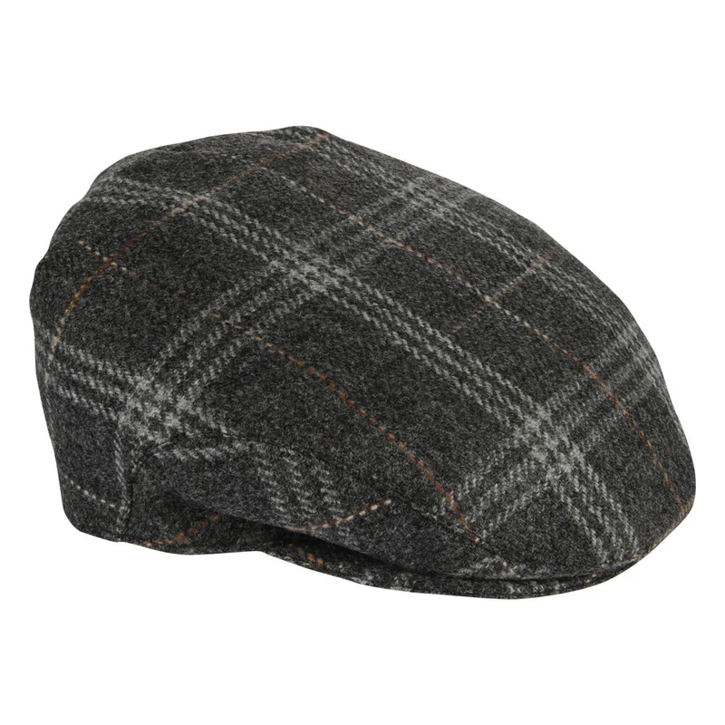 Tweed Herringbone Checkered Grey Flat Cap