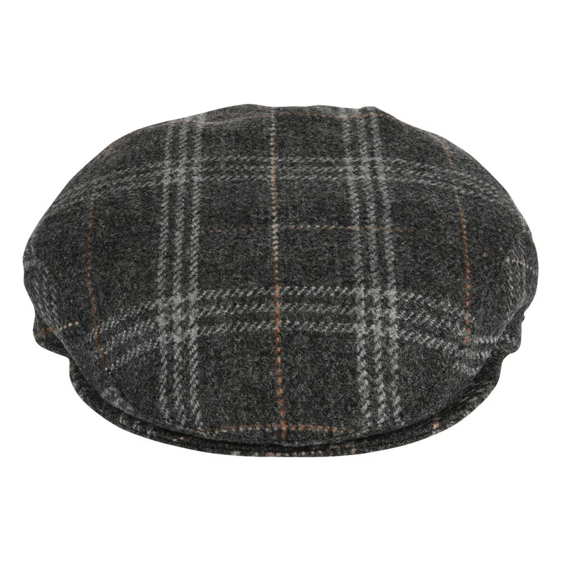Tweed Herringbone Checkered Grey Flat Cap