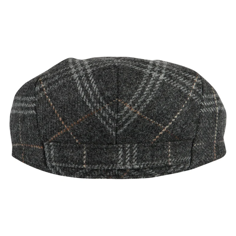 Tweed Herringbone Checkered Grey Flat Cap
