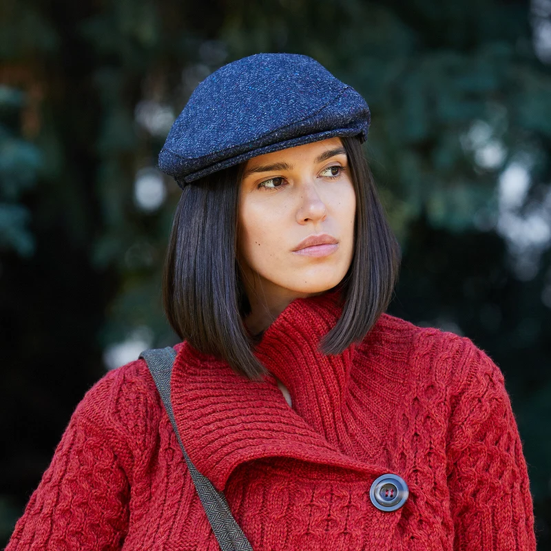 Ireland Classic Style Tweed Navy Flat Cap