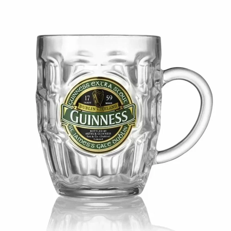 Dimpled Glass Tankard With St. James Gate Label Guinness Ireland Collection