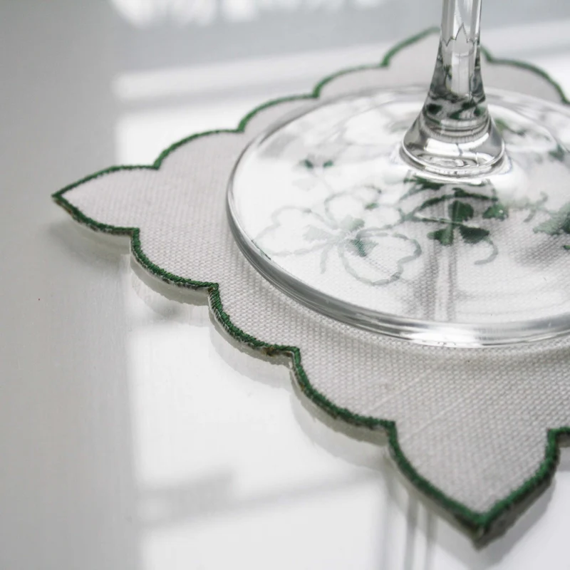 Celtic Weavers Kinsale Shamrock Embroidered 4” Square Mats 4-pack