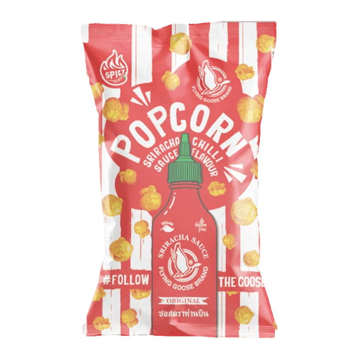 FLYING GOOSE Popcorn mit Sriracha 80G Würzig scharfer Popcorn Snack