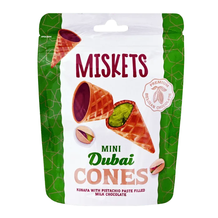 MISKETS Waffel Mini Dubai Style 50G Pistazie & Kunafa Mini Cones