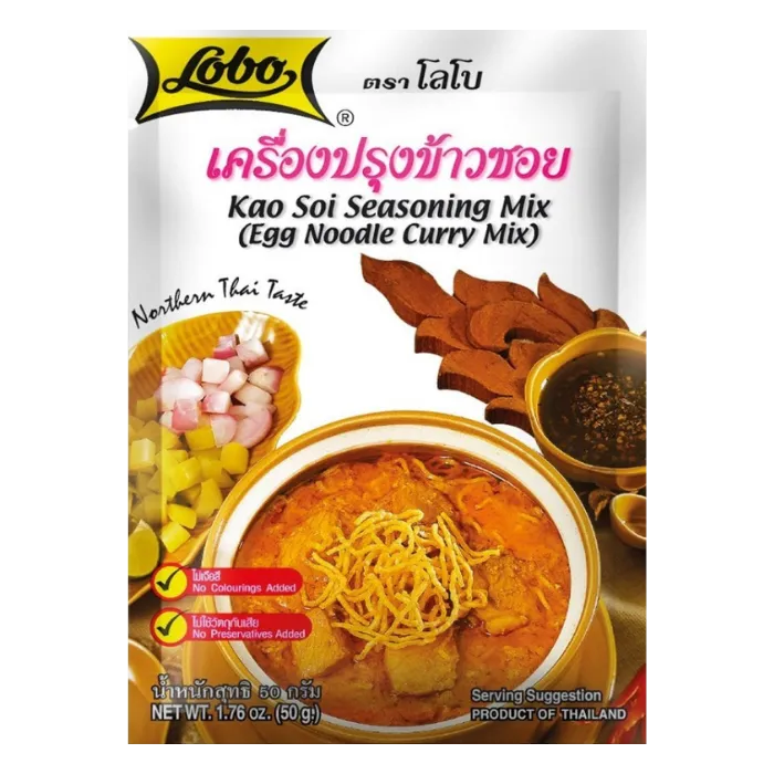 LOBO Kao Soi Egg Noodle Curry Würzpaste 50G Authentisches Thai Curry