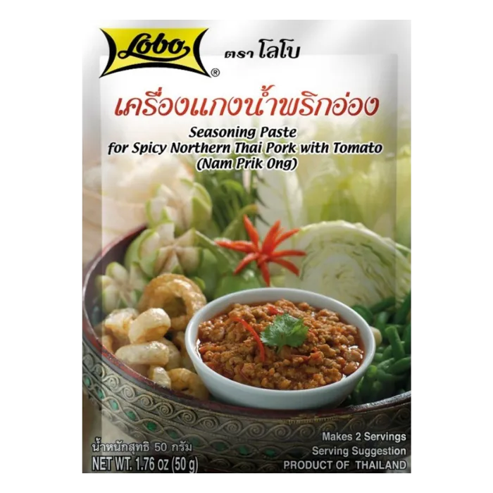 LOBO Nam Prik Ong Würzpaste 50G Würzpaste für Nordthailändisches Schweinefleisch mit Tomaten
