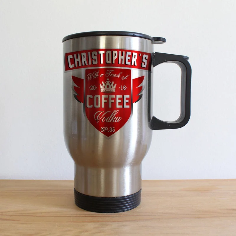 Personalised Coffee With Vodka Travel Mug