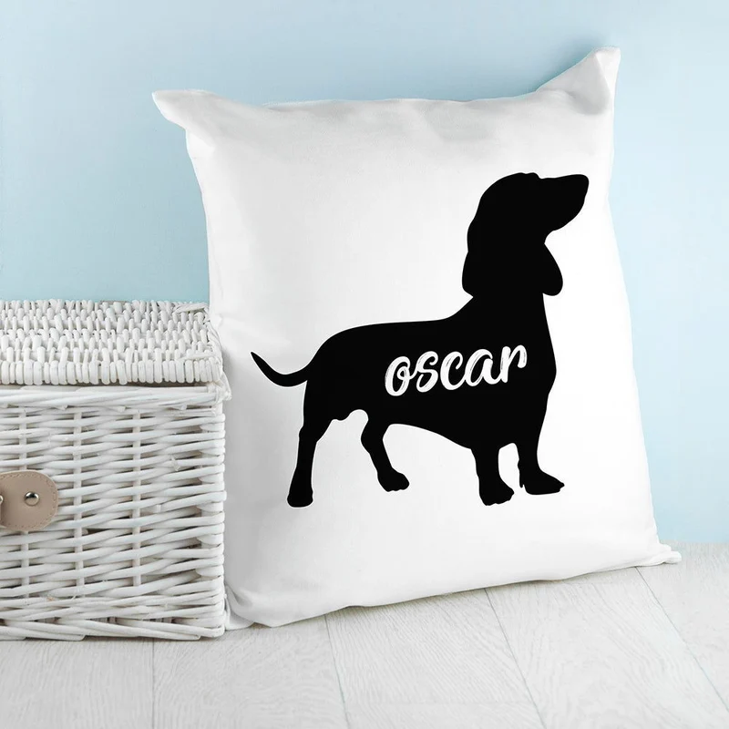 Personalised Daschund Silhouette Cushion Cover