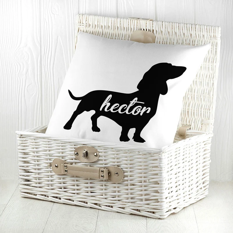 Personalised Daschund Silhouette Cushion Cover