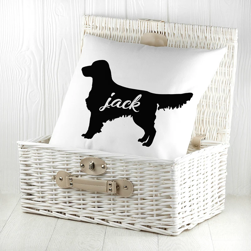 Personalised Golden Retriever Silhouette Cushion Cover
