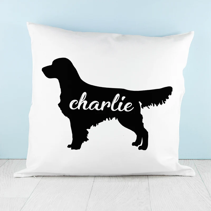 Personalised Golden Retriever Silhouette Cushion Cover
