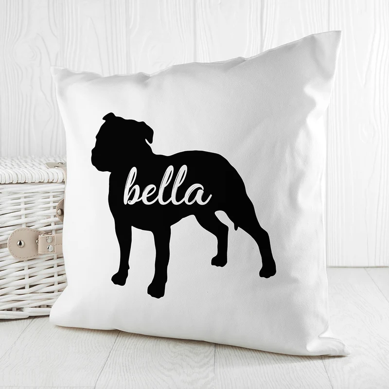 Personalised Staffordshire Terrier Silhouette Cushion Cover