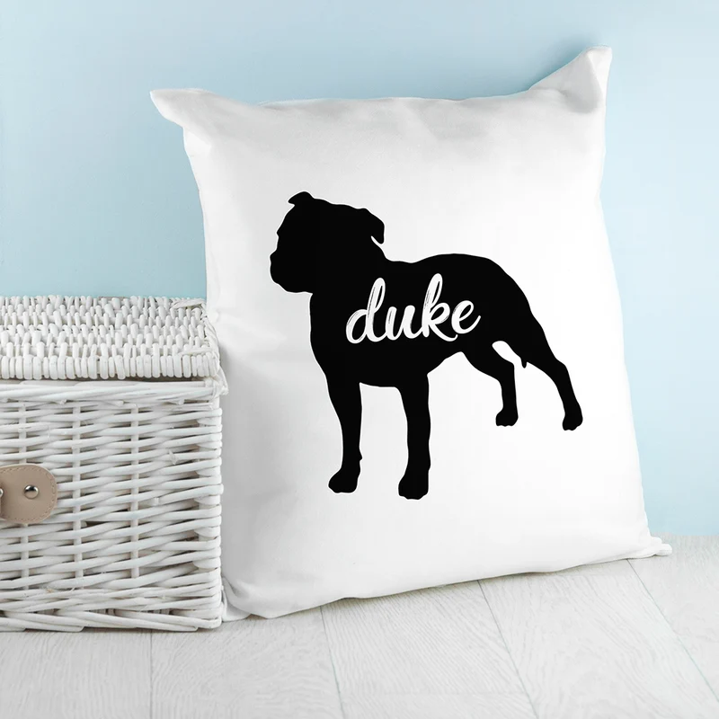 Personalised Staffordshire Terrier Silhouette Cushion Cover
