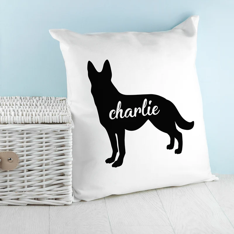 Personalised German Shepherd Silhouette Cushion Cover