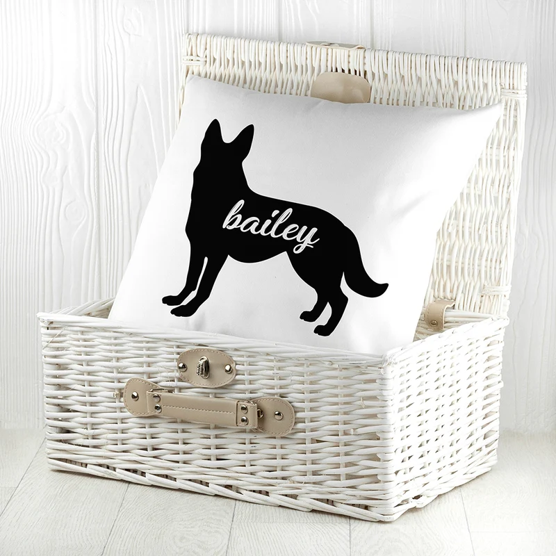 Personalised German Shepherd Silhouette Cushion Cover