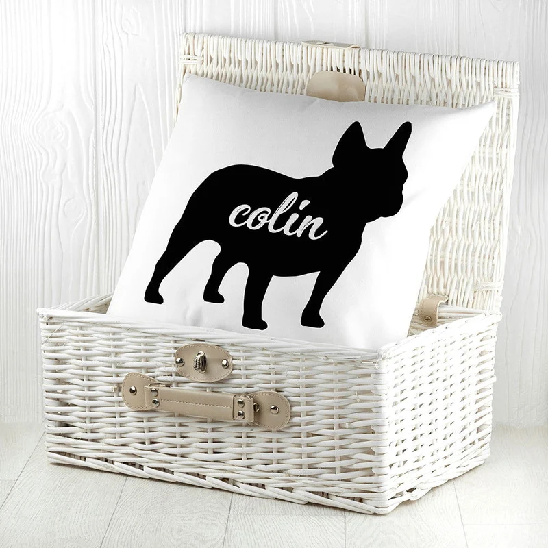 Personalised Bulldog Silhouette Cushion Cover