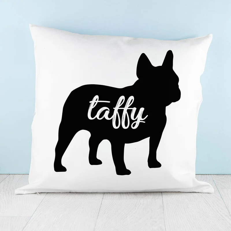 Personalised Bulldog Silhouette Cushion Cover