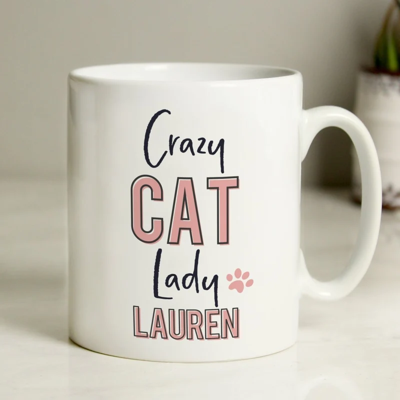 Personalised Crazy Cat Lady Mug