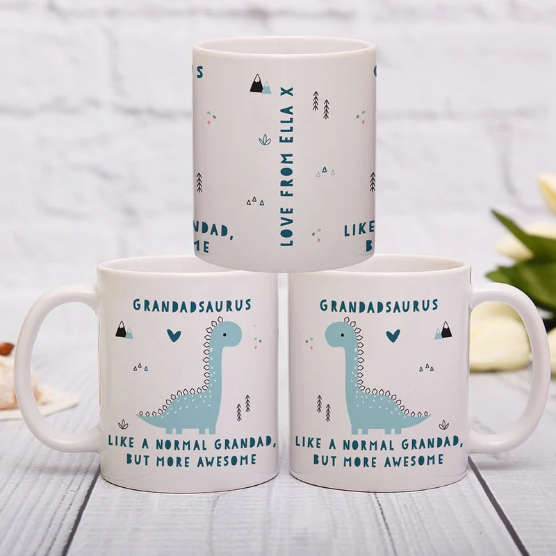 Personalised More Awesome Blue Dinosaur Mug