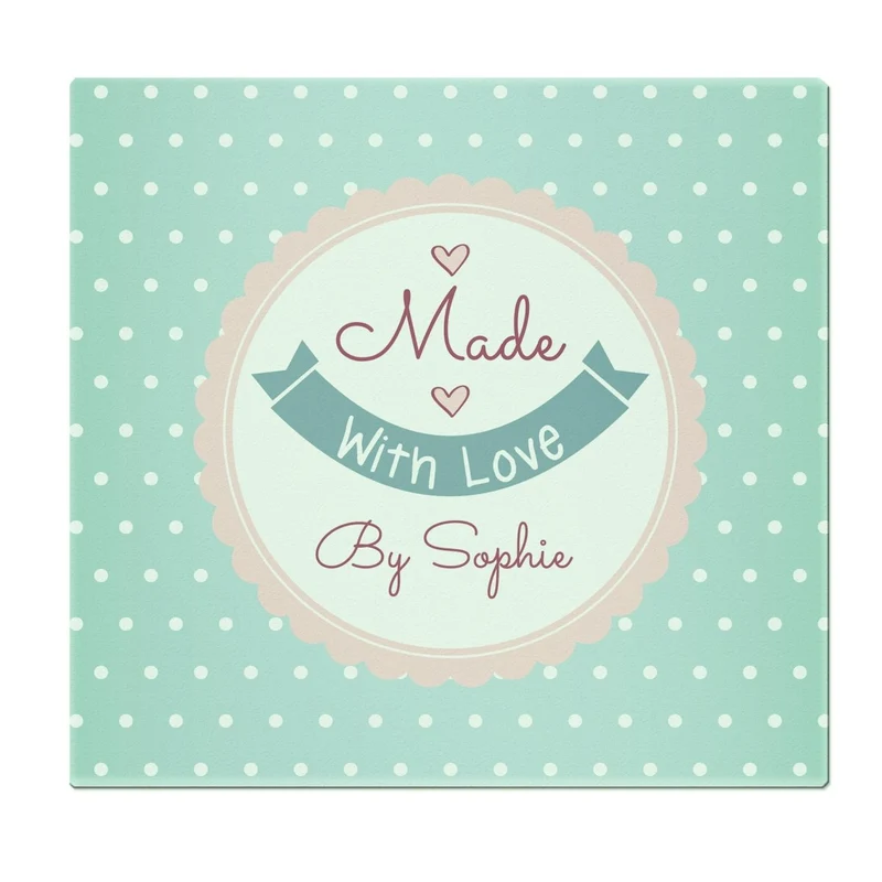 Personalised Made With Love Glass Chopping Board/Worktop Saver