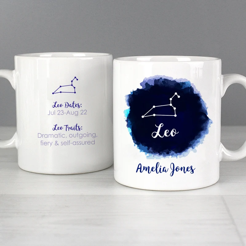 Personalised Leo Zodiac Star Sign Mug (July 23rd - August 22nd)