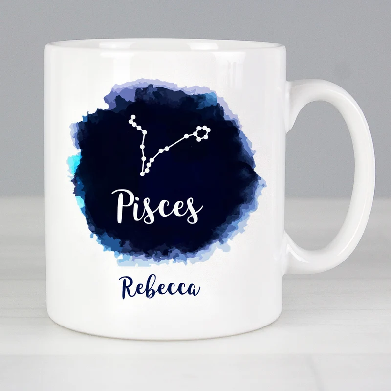 Personalised Pisces Zodiac Star Sign Mug (February 19th - March 20th)