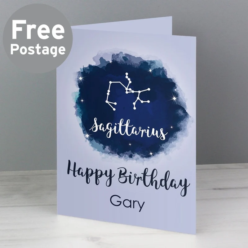 Personalised Sagittarius Zodiac Star Sign Card (November 22nd - December 21st)
