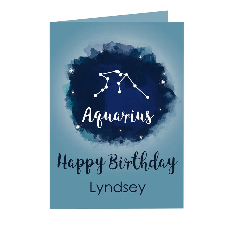Personalised Aquarius Zodiac Star Sign Card (January 20th - February 18th)
