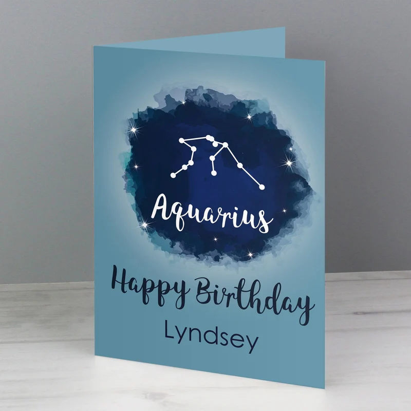 Personalised Aquarius Zodiac Star Sign Card (January 20th - February 18th)