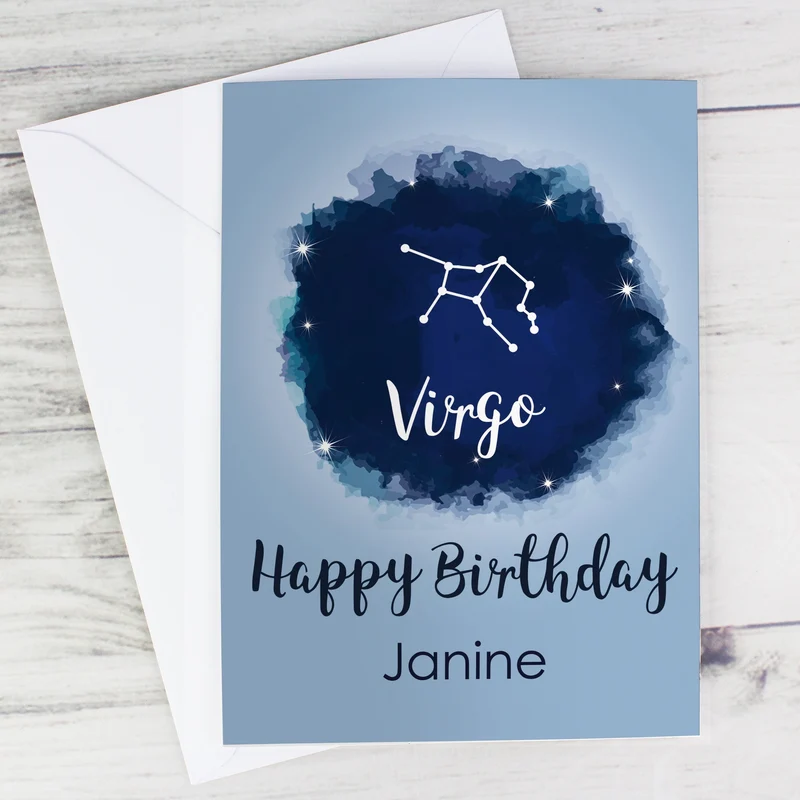 Personalised Virgo Zodiac Star Sign Card (August 23rd - September 22nd)