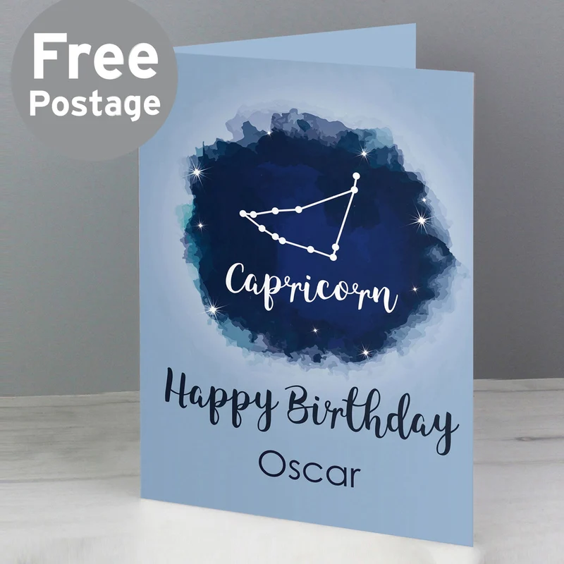 Personalised Capricorn Zodiac Star Sign Card (December 22nd - 19th January)