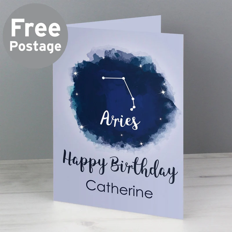 Personalised Aries Zodiac Star Sign Card (March 21st-April 19th)