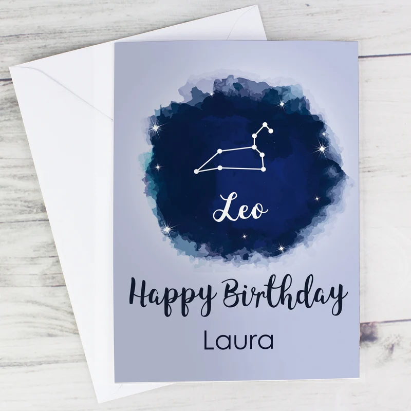 Personalised Leo Zodiac Star Sign Card (July 23rd - August 22nd)
