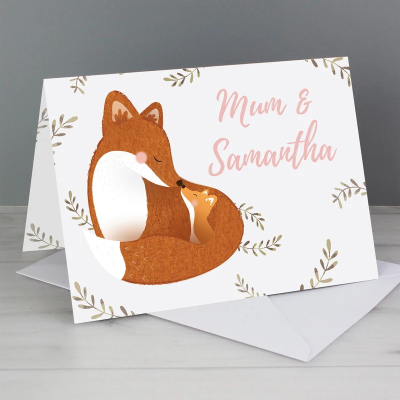 Personalised Mummy And Me Fox Card