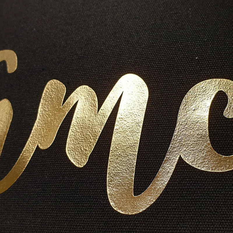 Personalised Gold Name Black Cushion Cover