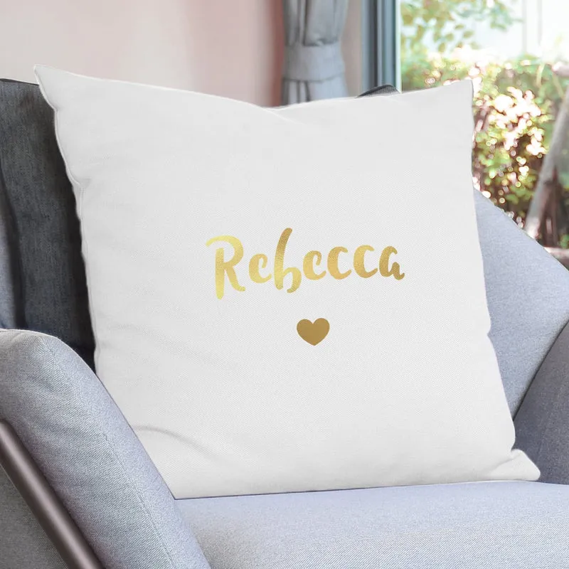 Personalised Gold Name Black Cushion Cover