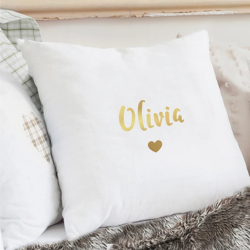 Personalised Gold Name Black Cushion Cover