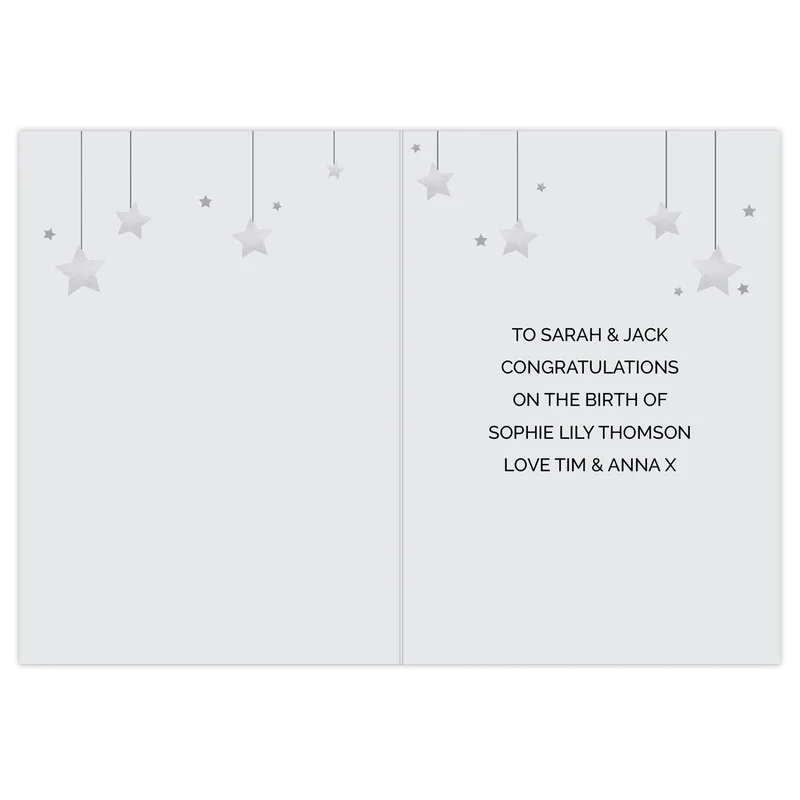 Personalised New Baby Moon & Stars Card