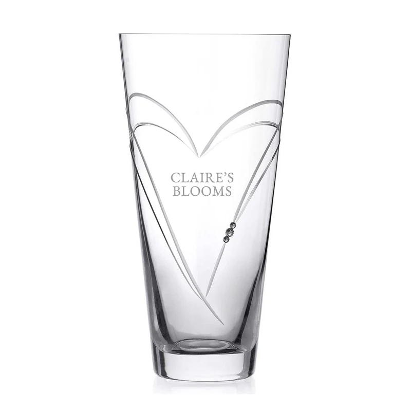 Personalised Personalised Conical Hearts Vase with Swarovski Crystals