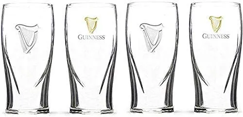 Guinness Signature Pub Edition Pint Glass - 16 Ounce Pints - Set of 4