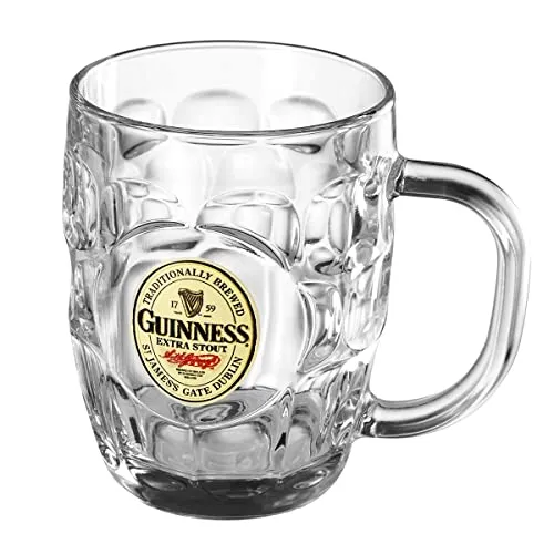 Guinness Hobnail Tankard - Classic Glass Beer Mug with Handle