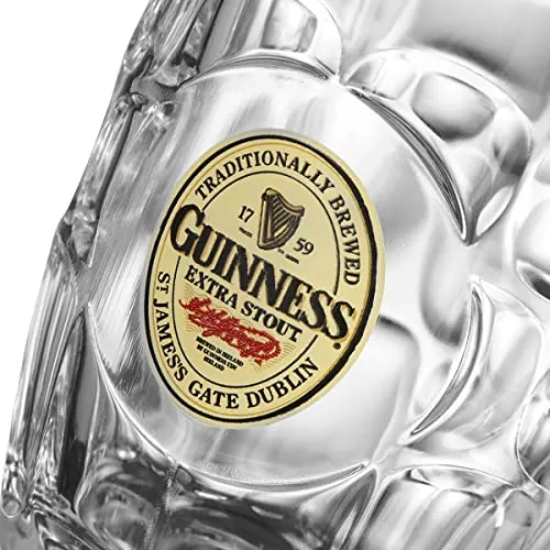 Guinness Hobnail Tankard - Classic Glass Beer Mug with Handle